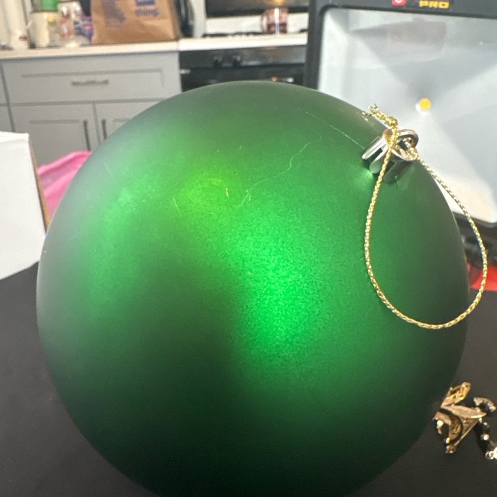 Two vintage vickerman kugel green Large Green Christmas Ornament matte/satan 6”